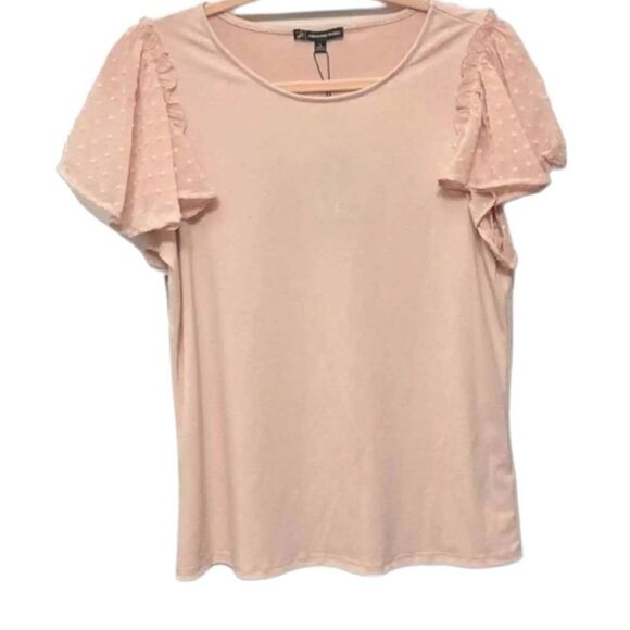 NWT Adrianna Papell Swiss Dot Flutter Sleeve Blouse | Pink | Small - Picture 4 of 6